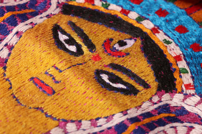 Divine Grace – Rani Pink Kantha Hand-Embroidered Pure Tussar Silk Saree 032