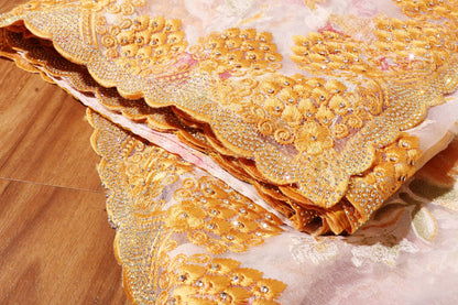 Golden Blossom – Brasso Floral Embroidered Saree 036