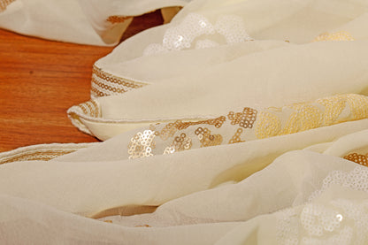 Ivory Bloom – Sequined Floral Georgette Saree 502