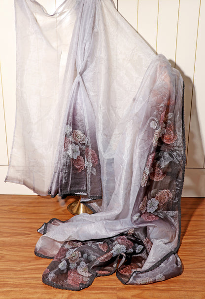 Twilight Bloom – Ombre Organza Saree 504
