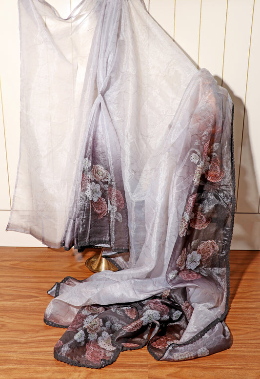 Twilight Bloom – Ombre Organza Saree 504