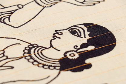 Monochrome Madhubani  Pen Kalamkari Saree 517