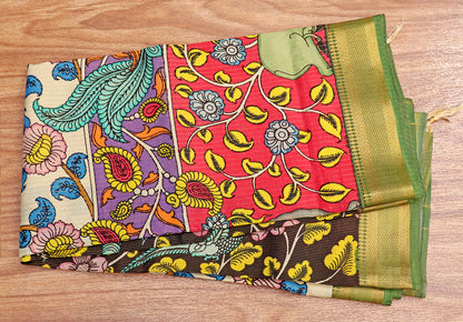 Vrindavan Vriksha  Pen Kalamkari Saree 518