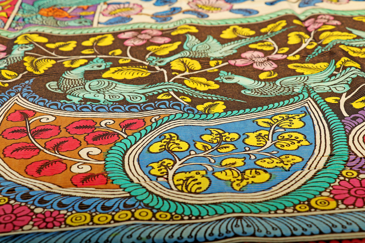 Vrindavan Vriksha  Pen Kalamkari Saree 518