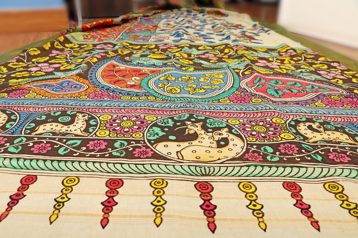 Vrindavan Vriksha  Pen Kalamkari Saree 518