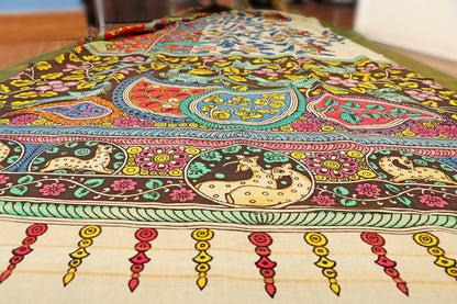 Vrindavan Vriksha  Pen Kalamkari Saree 518