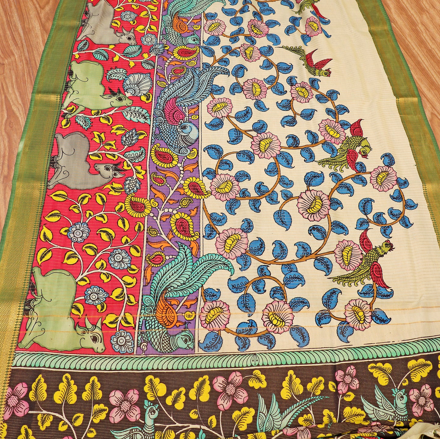 Vrindavan Vriksha  Pen Kalamkari Saree 518