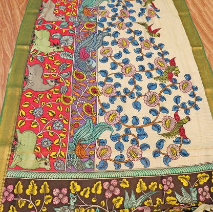 Vrindavan Vriksha  Pen Kalamkari Saree 518