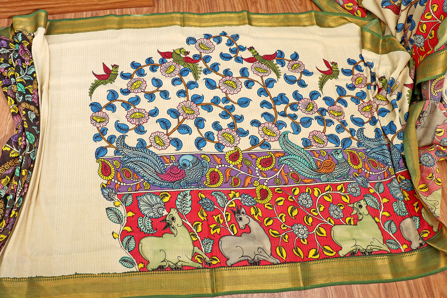 Vrindavan Vriksha  Pen Kalamkari Saree 518