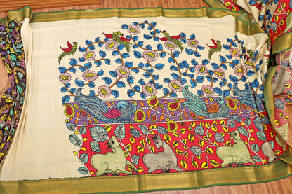 Vrindavan Vriksha  Pen Kalamkari Saree 518
