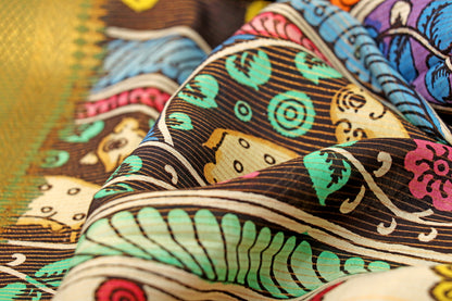 Vrindavan Vriksha  Pen Kalamkari Saree 518