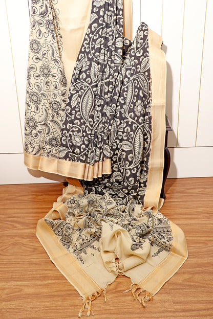 Shwet Kalakaari  Pen Kalamkari Saree 519