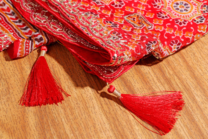 Desert Flame Ajrak Print  Pre-draped Saree  with Blouse 536