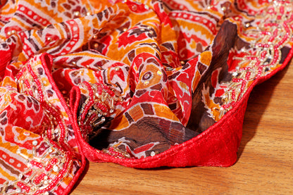 Desert Flame Ajrak Print  Pre-draped Saree  with Blouse 536