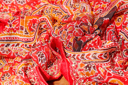 Desert Flame Ajrak Print  Pre-draped Saree  with Blouse 536