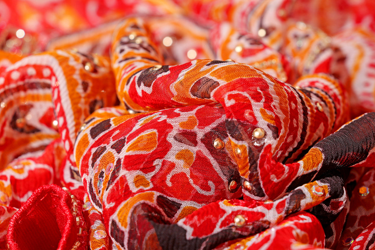 Desert Flame Ajrak Print  Pre-draped Saree  with Blouse 536