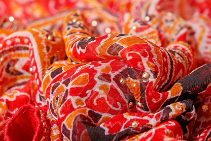 Desert Flame Ajrak Print  Pre-draped Saree  with Blouse 536