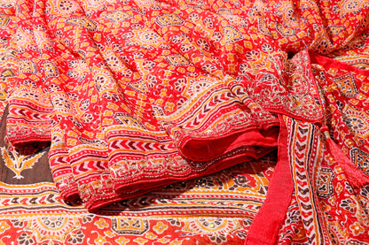 Desert Flame Ajrak Print  Pre-draped Saree  with Blouse 536