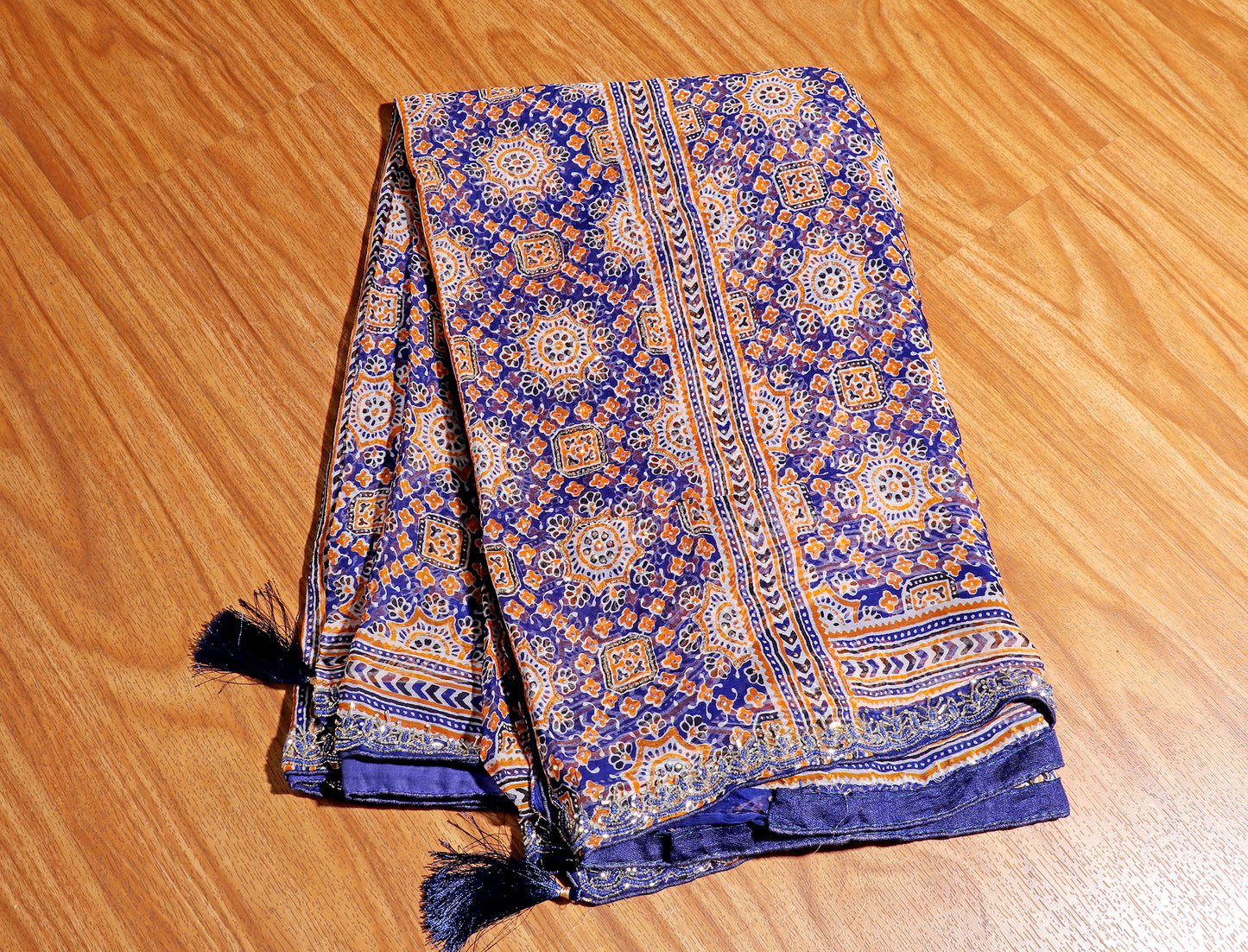 Midnight Marwar Ajrak Print Saree 537