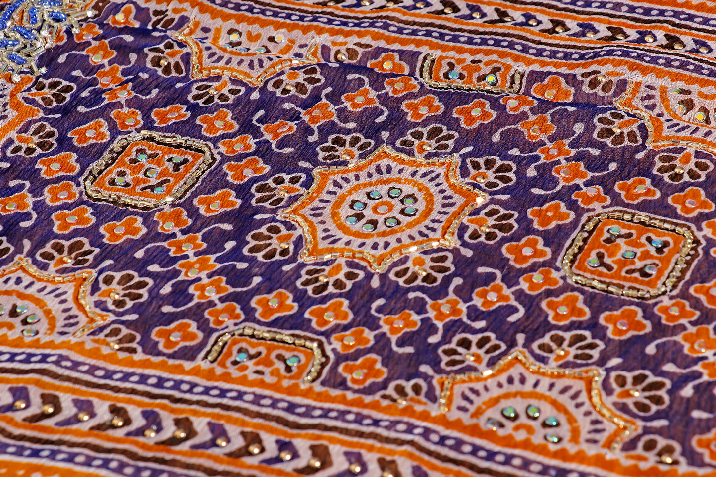 Midnight Marwar Ajrak Print Saree 537