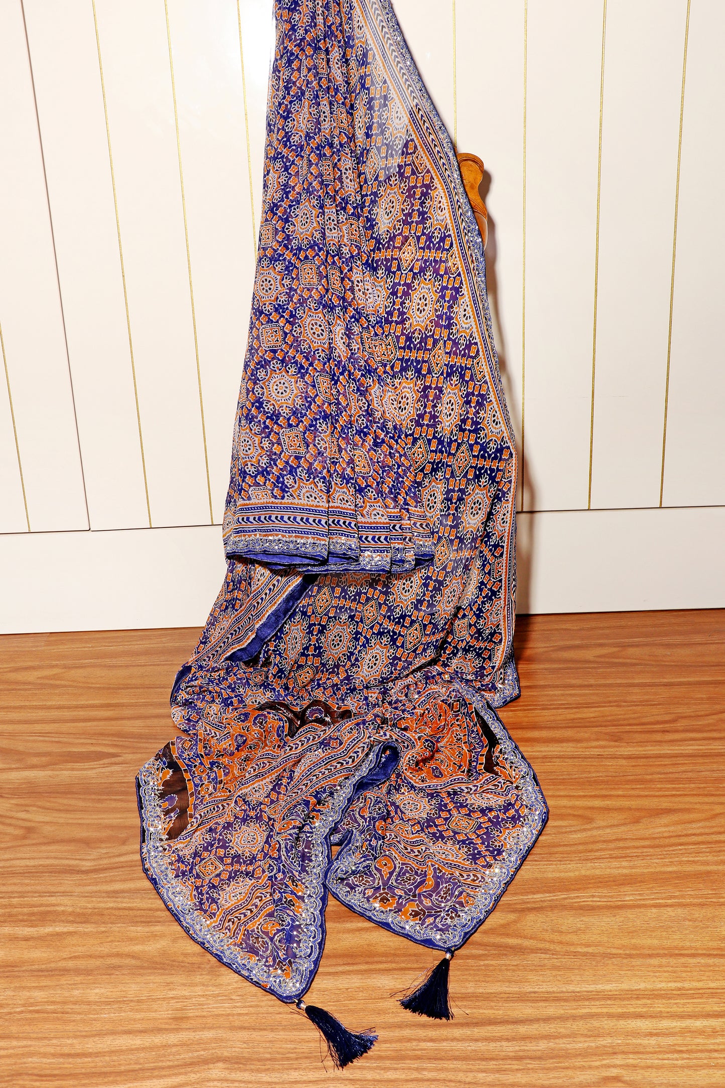Midnight Marwar Ajrak Print Saree 537