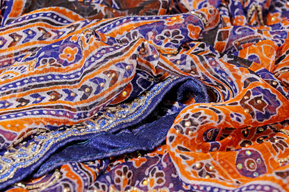 Midnight Marwar Ajrak Print Saree 537