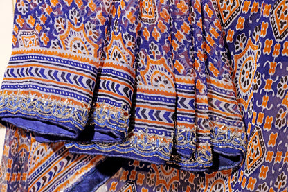 Midnight Marwar Ajrak Print Saree 537