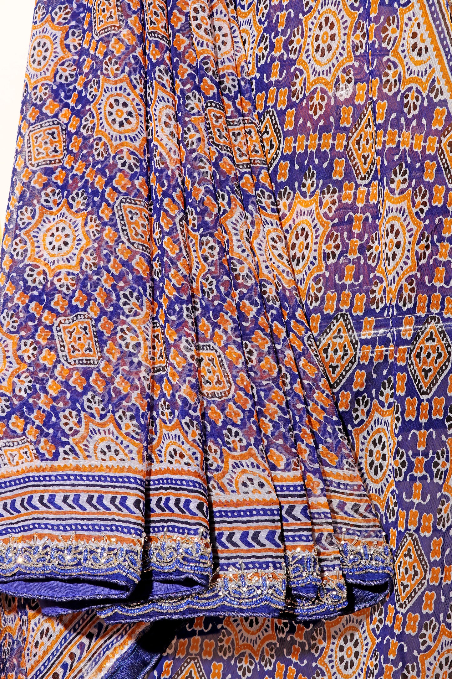 Midnight Marwar Ajrak Print Saree 537