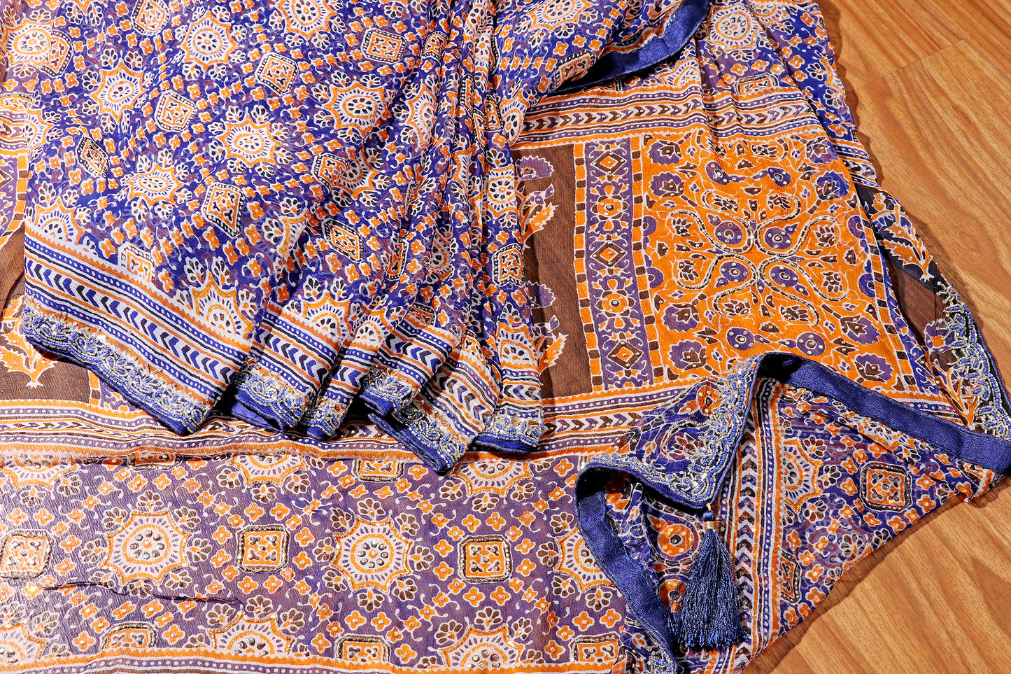 Midnight Marwar Ajrak Print Saree 537