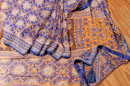 Midnight Marwar Ajrak Print Saree 537