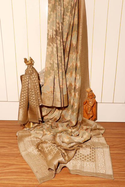 Golden Mirage – 4D Dyed Banarasi Silk Saree 043