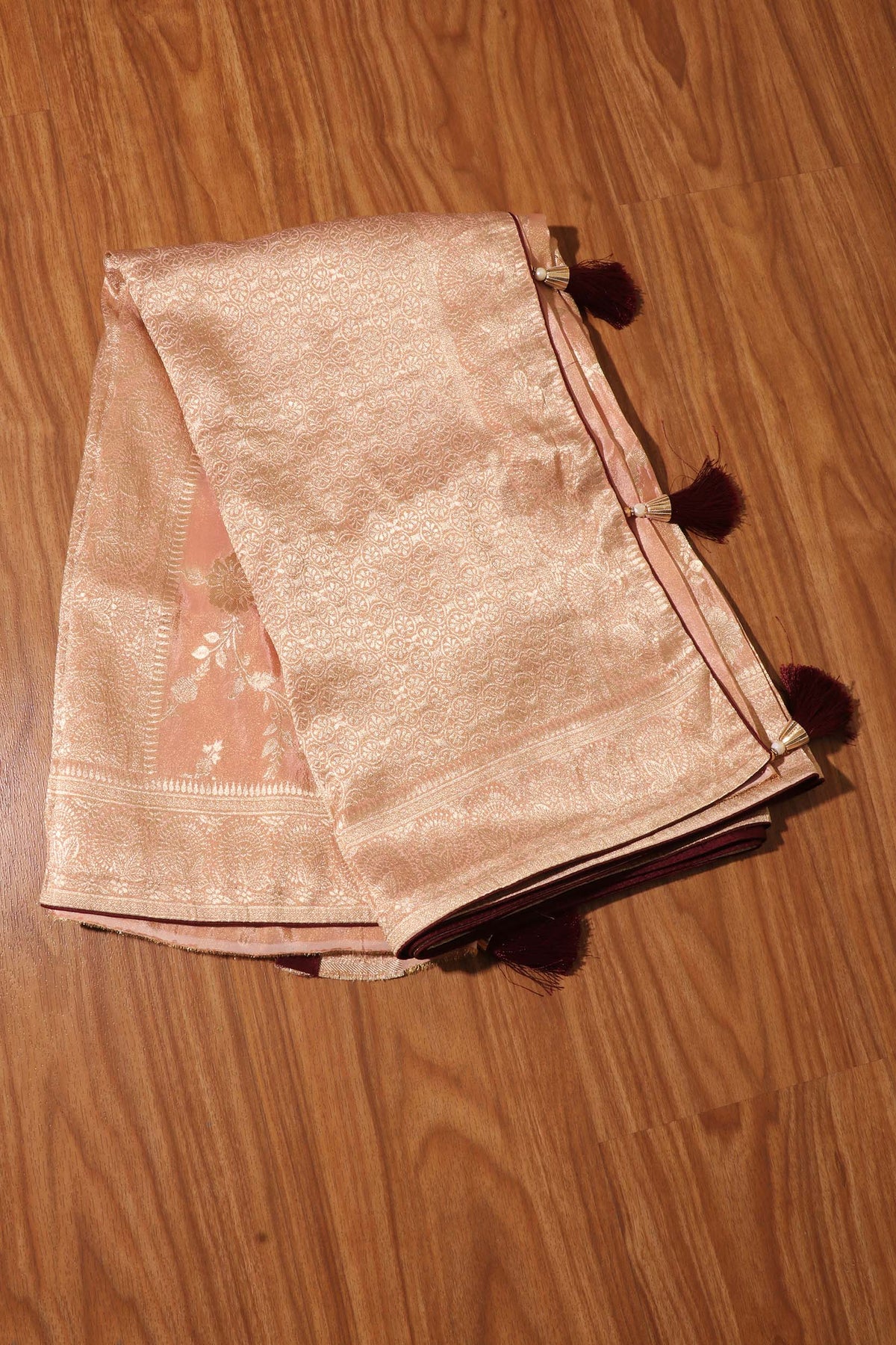 Rose Gold Royale – Dual Weave Banarasi Silk Saree 044