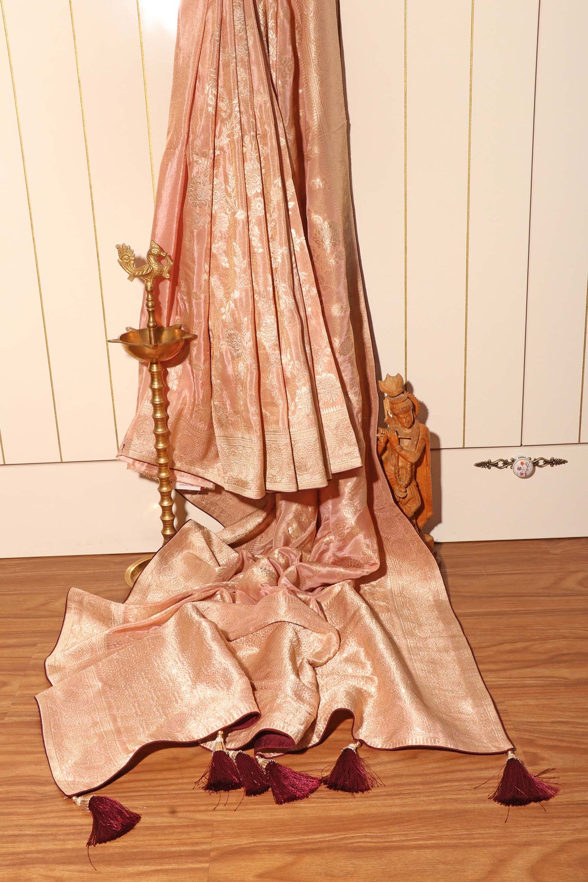 Rose Gold Royale – Dual Weave Banarasi Silk Saree 044