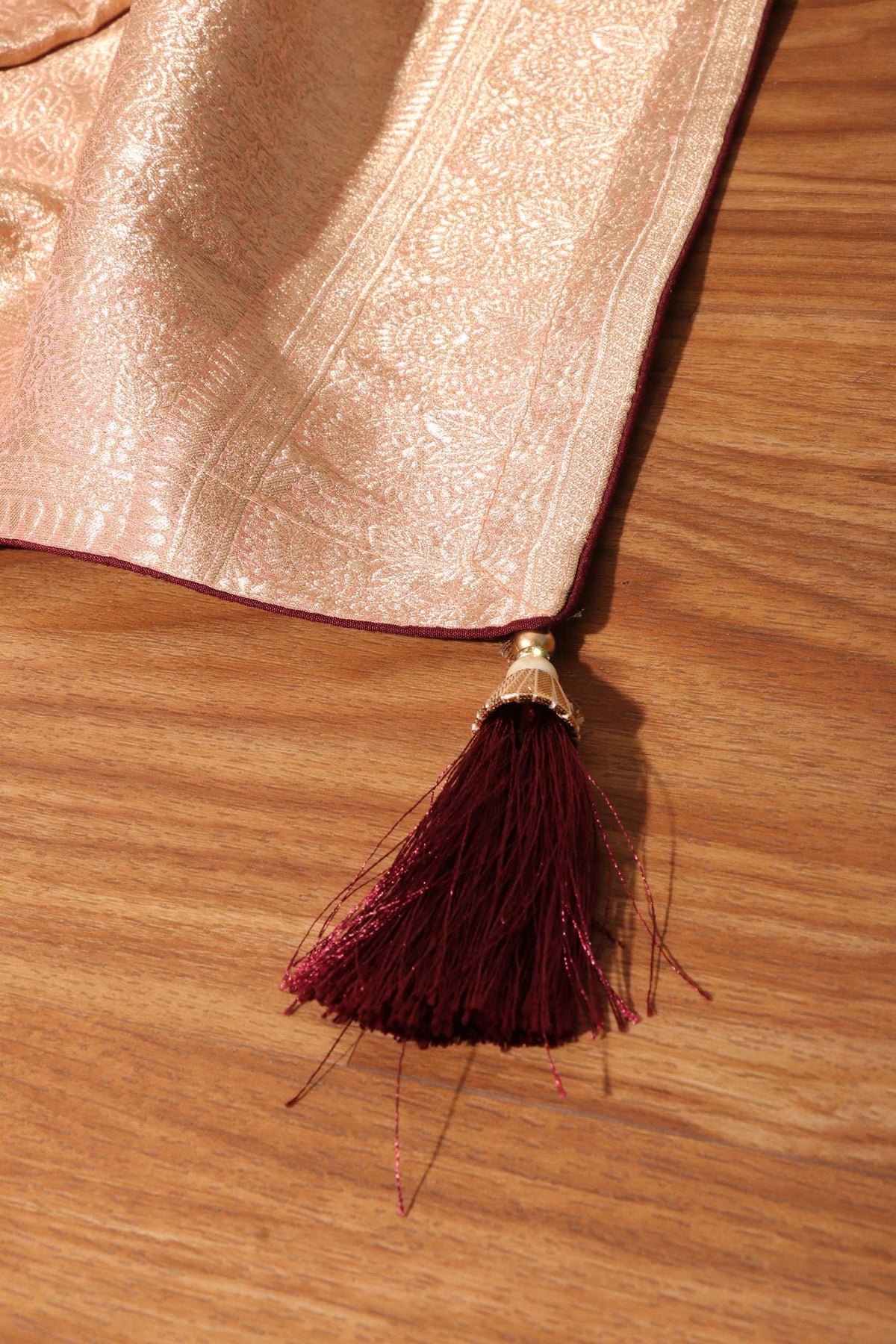 Rose Gold Royale – Dual Weave Banarasi Silk Saree 044