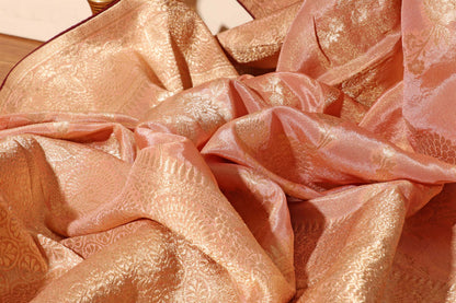 Rose Gold Royale – Dual Weave Banarasi Silk Saree 044