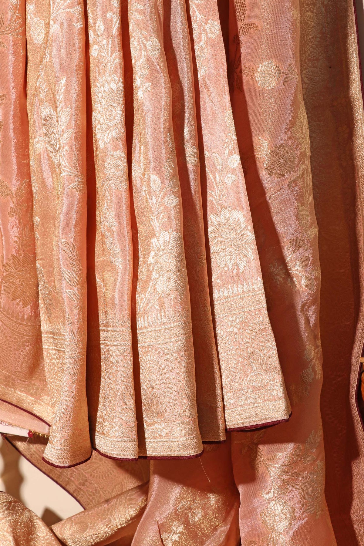 Rose Gold Royale – Dual Weave Banarasi Silk Saree 044
