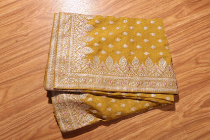 Antique Gold – Crushed Silk Meenakari Saree 045