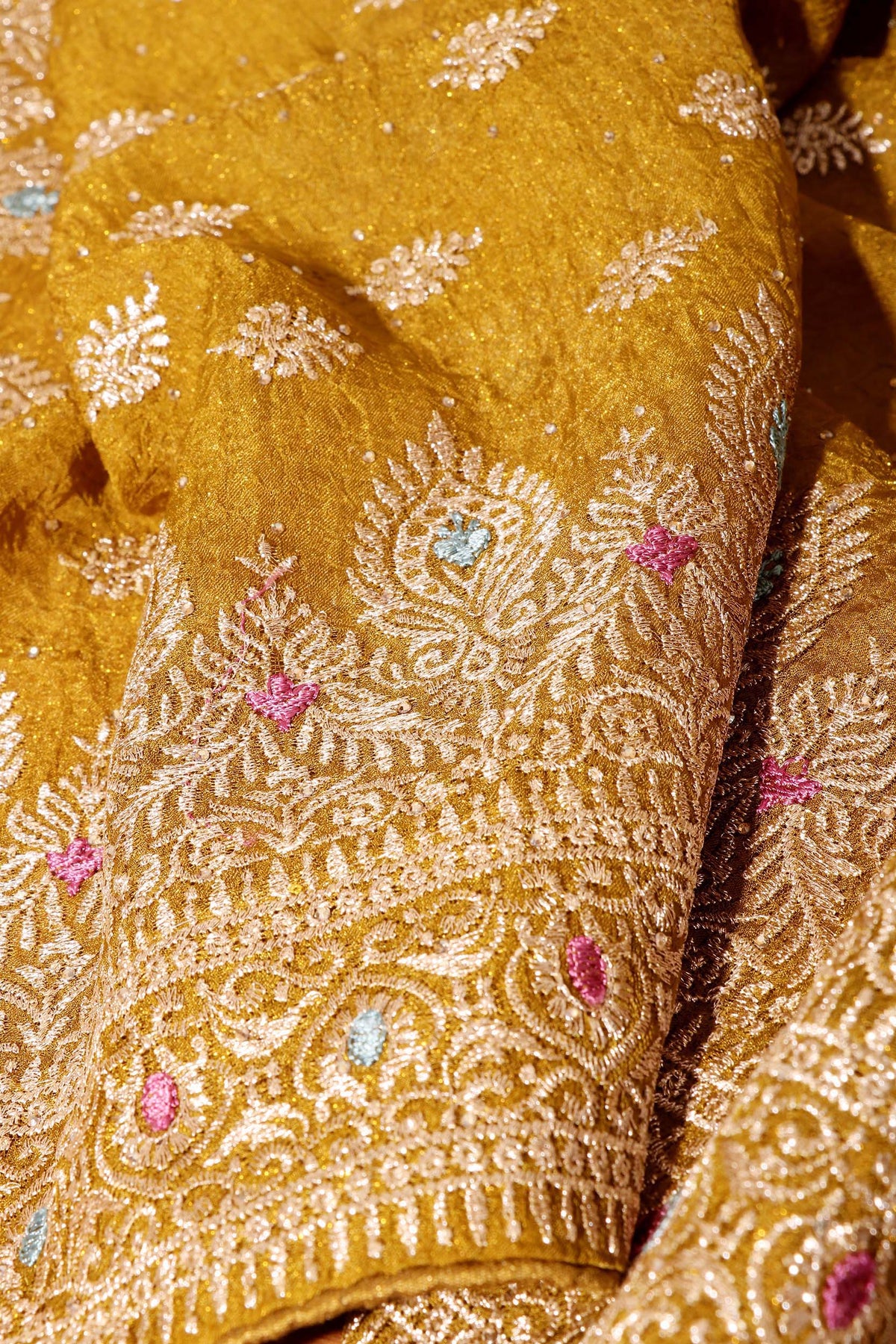 Antique Gold – Crushed Silk Meenakari Saree 045
