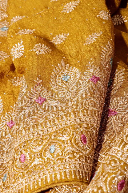 Antique Gold – Crushed Silk Meenakari Saree 045