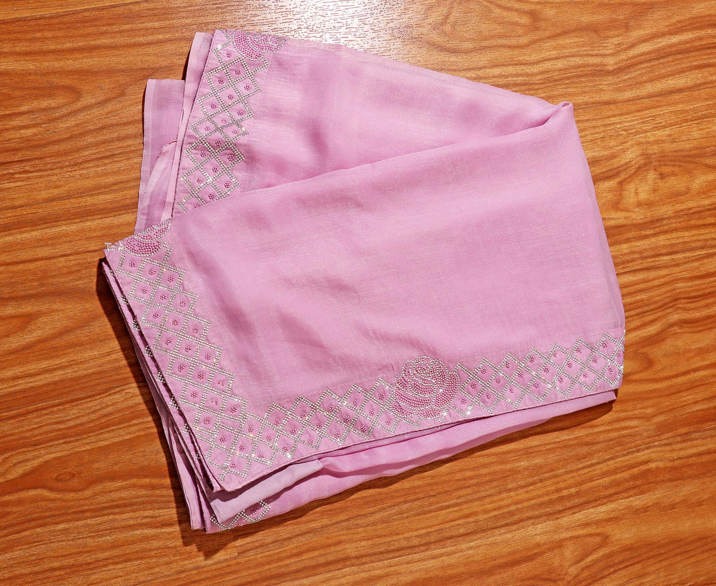 Elegant Mauve Shimmer Chiffon Saree 101