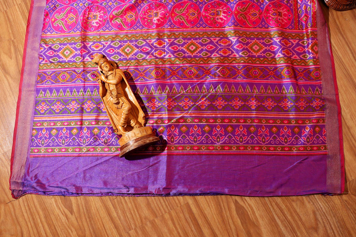 Purple and Rani Pink Printed  Patola Saree with Thread Zari Border 107