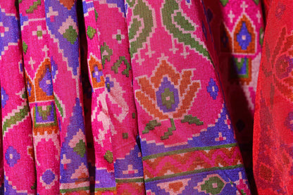 Purple and Rani Pink Printed  Patola Saree with Thread Zari Border 107
