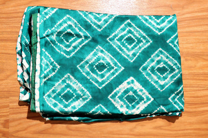 Bottle Green Bandhani Saree with Diamond Motifs and Zari Pallu 114