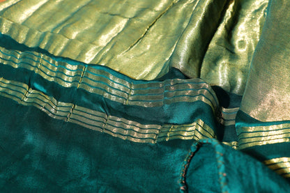 Bottle Green Bandhani Saree with Diamond Motifs and Zari Pallu 114