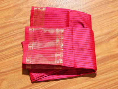 Purple and Pink Madhubani Silk Saree with Patola Print Border 115