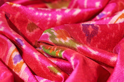 Purple and Pink Madhubani Silk Saree with Patola Print Border 115