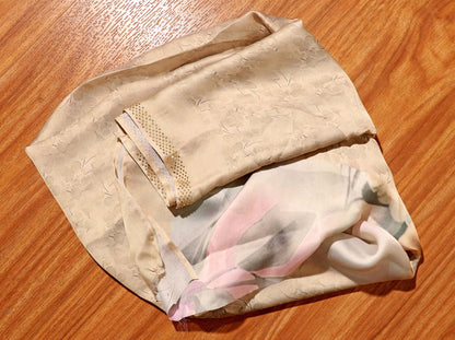 Grey Beige Georgette Saree with Floral Print and Swarovski Border 116