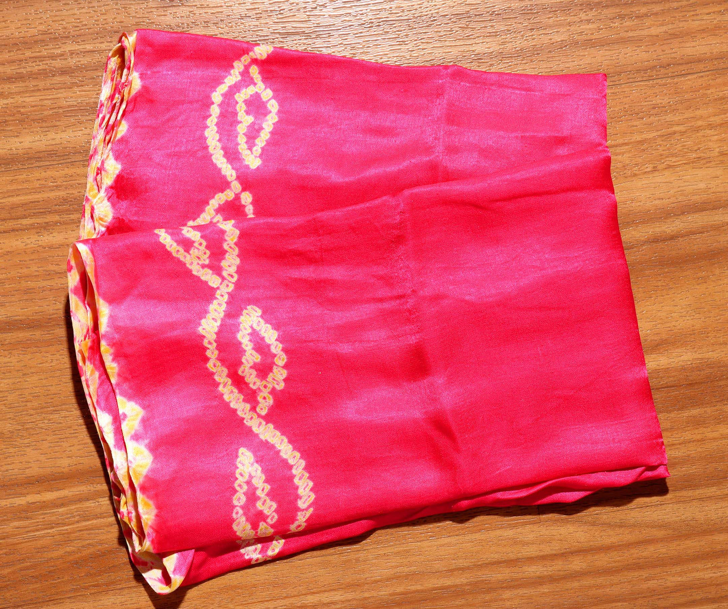 Pink and Mustard Shaded Bandhani Saree with Rich Gold Pallu 117