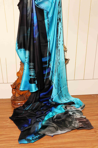 Ocean Mirage – Abstract Print Chiffon Saree 122