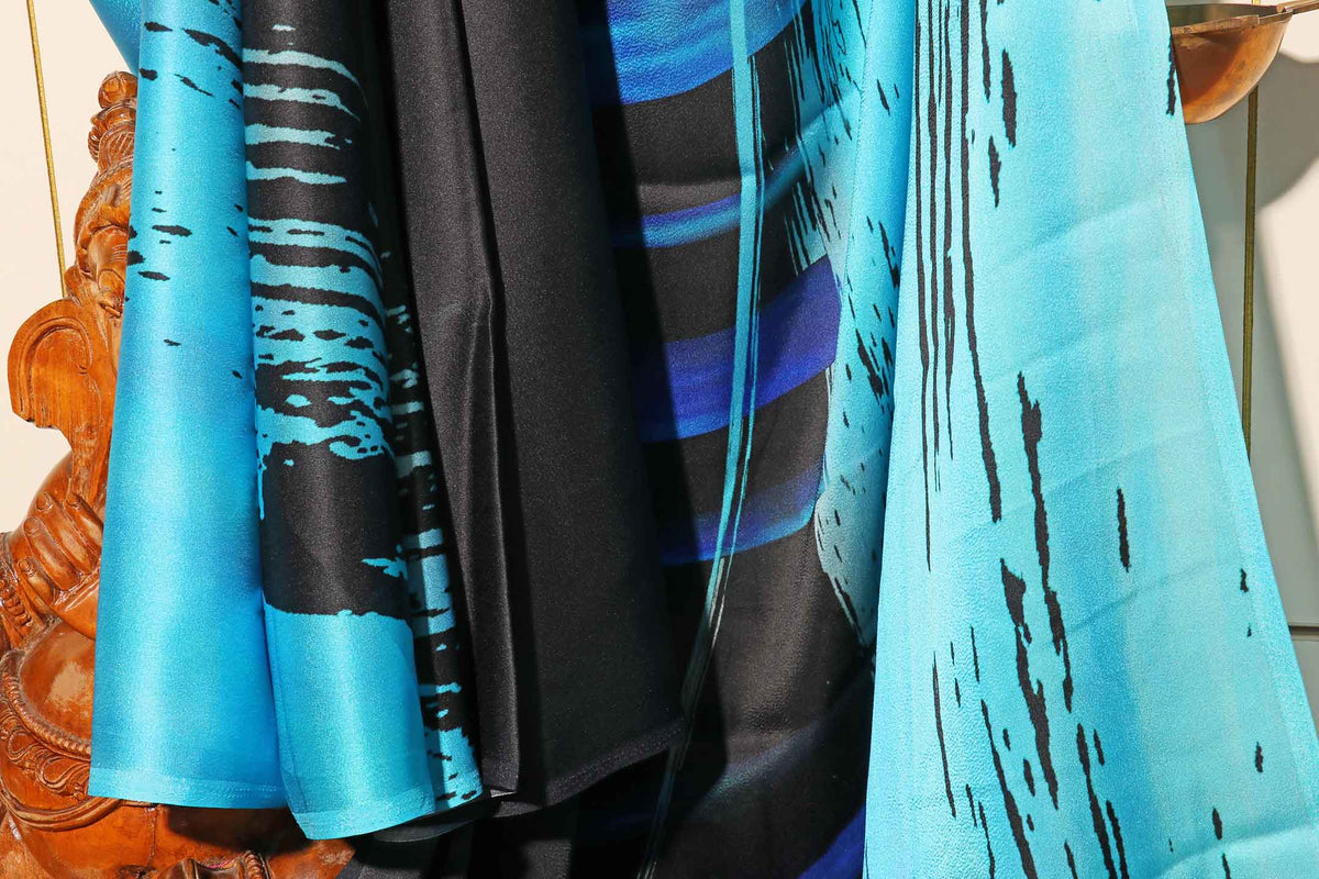 Ocean Mirage – Abstract Print Chiffon Saree 122